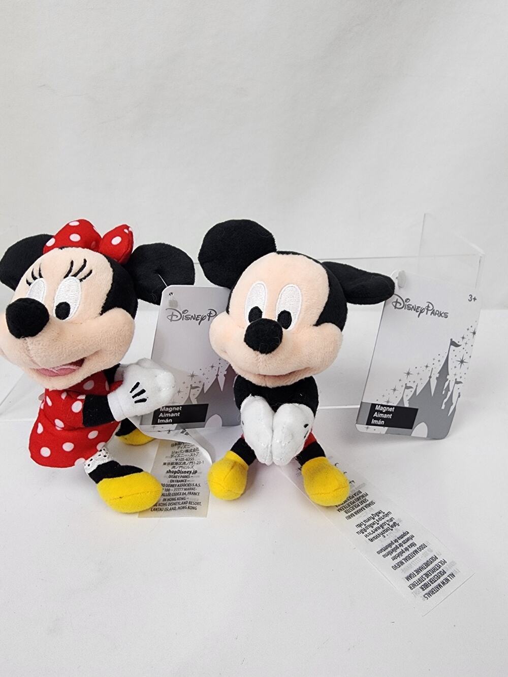 Disney Parks Mickey And Minnie Mouse Magnetic Hand 6" Plush Toys New w/Tags